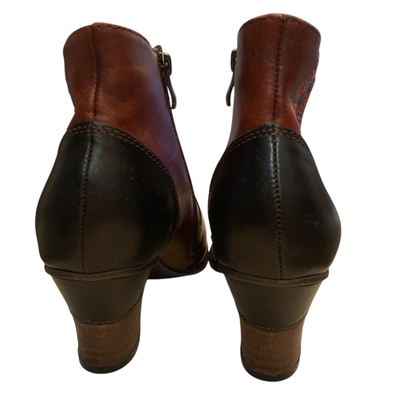 L'artiste Ankle Boots Bootie Womens 9/40 Red Burgundy Remarkable Embroidered Art - Picture 6 of 13